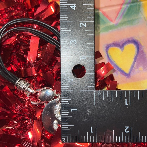 Vintage 6 Strand Black Vegan Waxed Cord Initial Rhinestone “S” Bracelet 7.5 - Picture 12 of 15